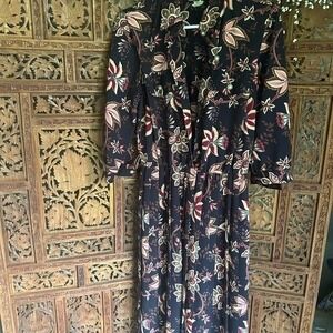 Vintage Breli Originals Floral Paisley Maxi Dress ILGWU Made in USA Sz 10